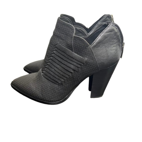 Vince Camuto Black  Ankle Bootie, Sheep Washed Wedges.  Size 6.5. #010 - Picture 1 of 9